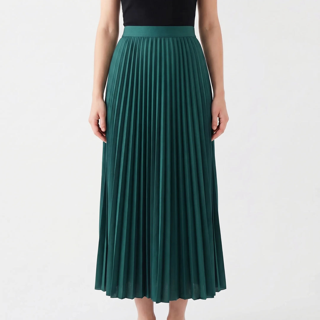 Women's Pleated Maxi Skirt - Flowing with Elastic Waist