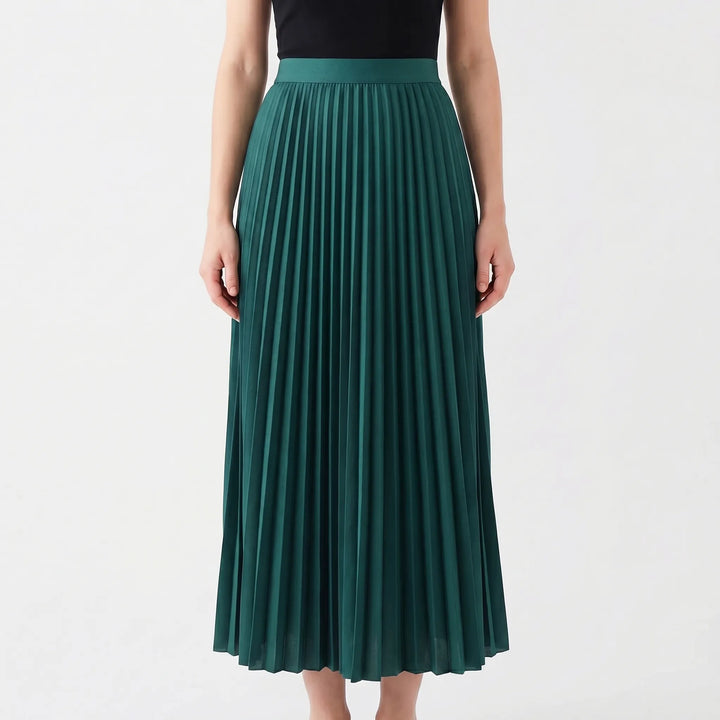 Women's Pleated Maxi Skirt - Flowing with Elastic Waist