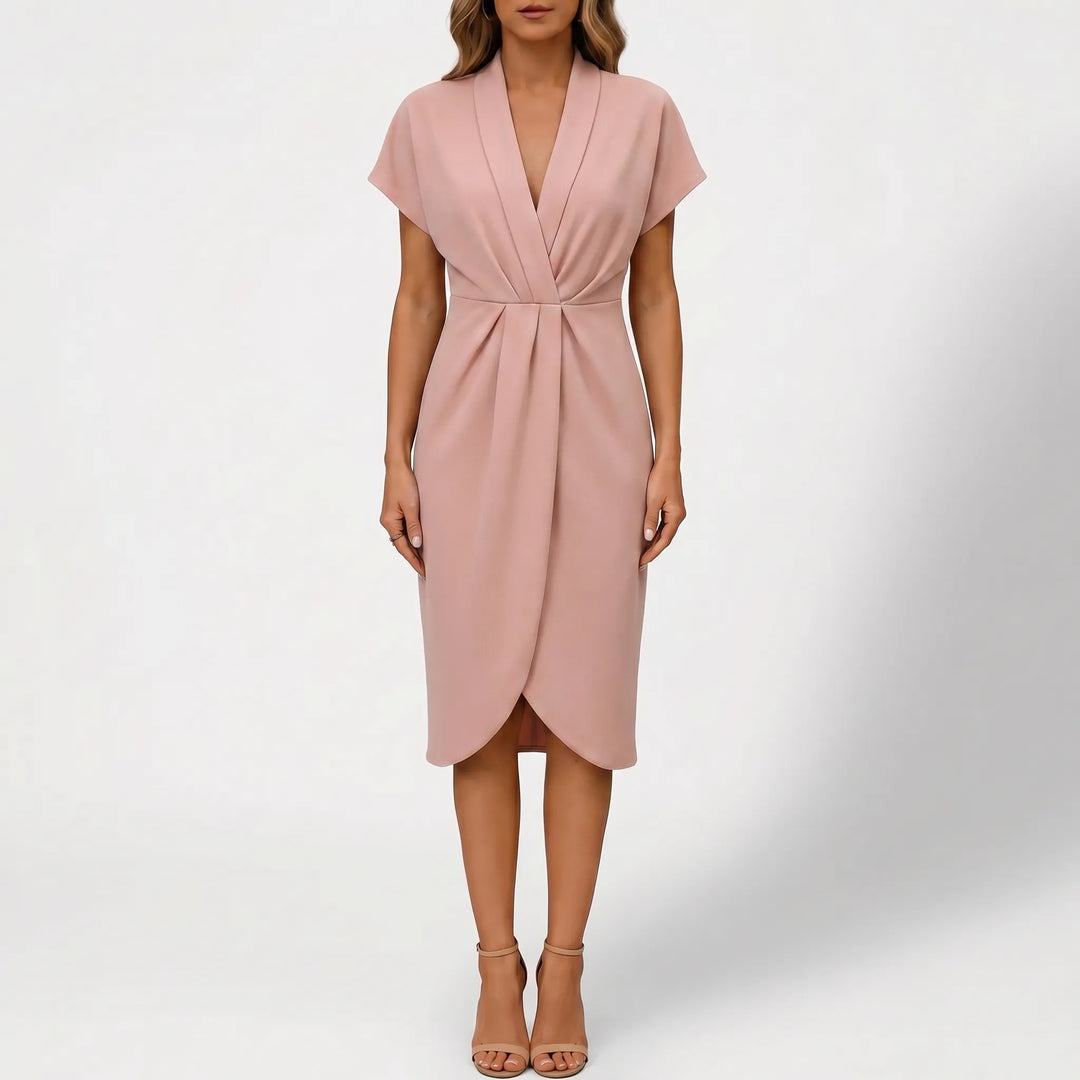 Women's Wrap Midi Dress - V Neck for Summer Cocktail