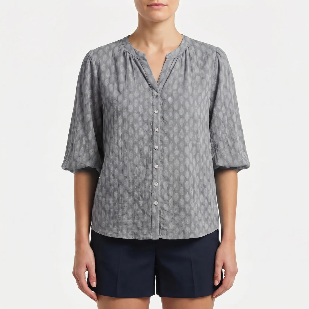 Women's Printed Button Down Blouse - Summer Boho V Neck Top