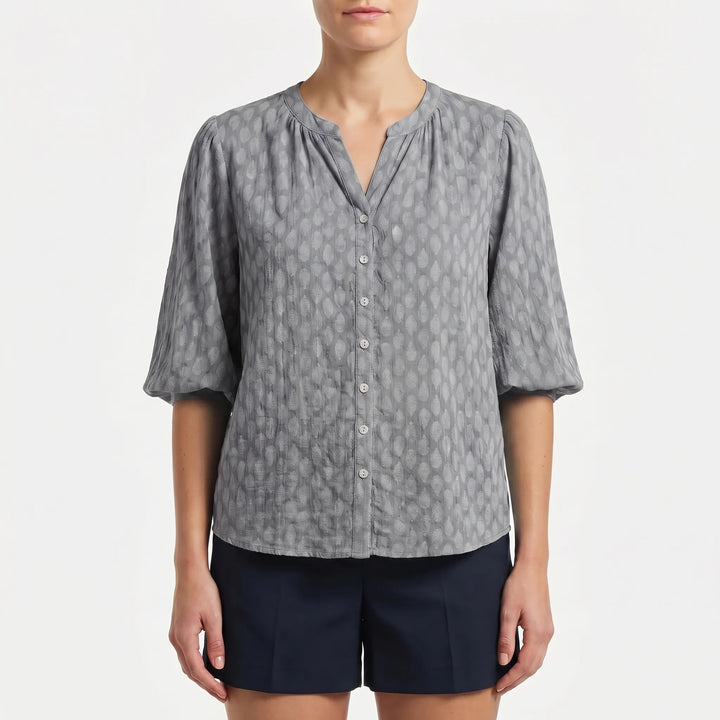 Women's Printed Button Down Blouse - Summer Boho V Neck Top