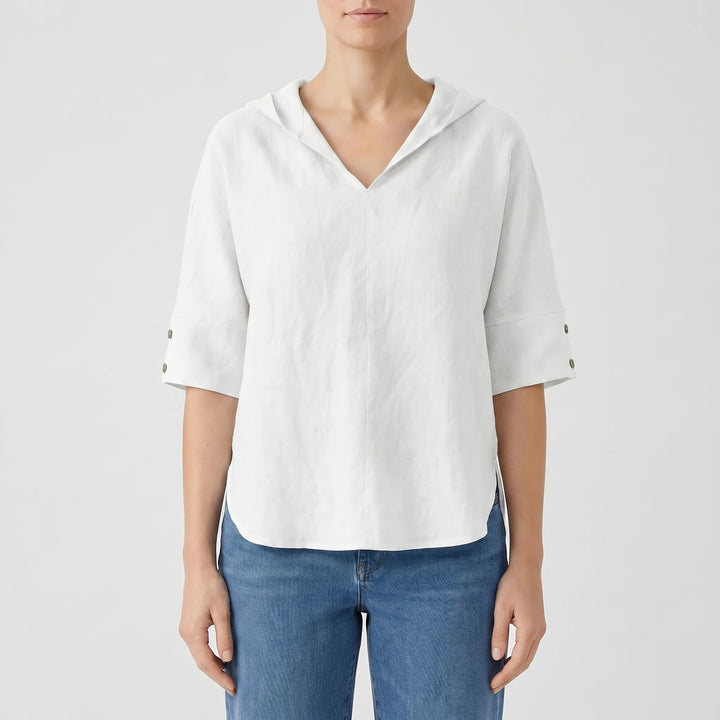 Women's V Neck Casual Top - Relaxed Fit with Half Sleeve