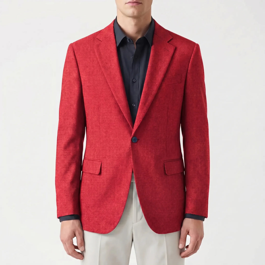 Men's Textured Blazer - Slim Fit with Single Button