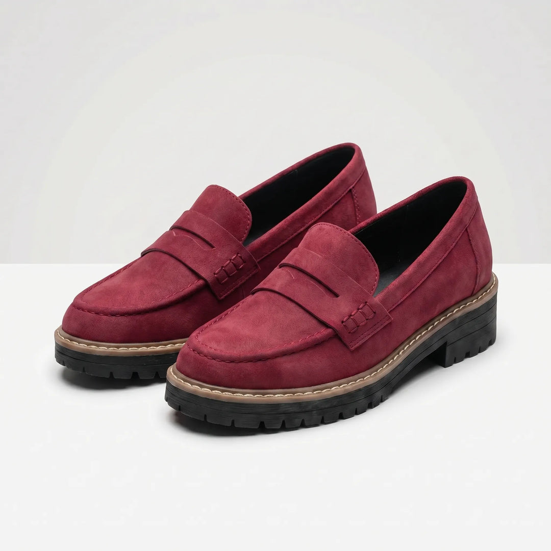 Women's Penny Loafers - Casual Slip On with Chunky Sole