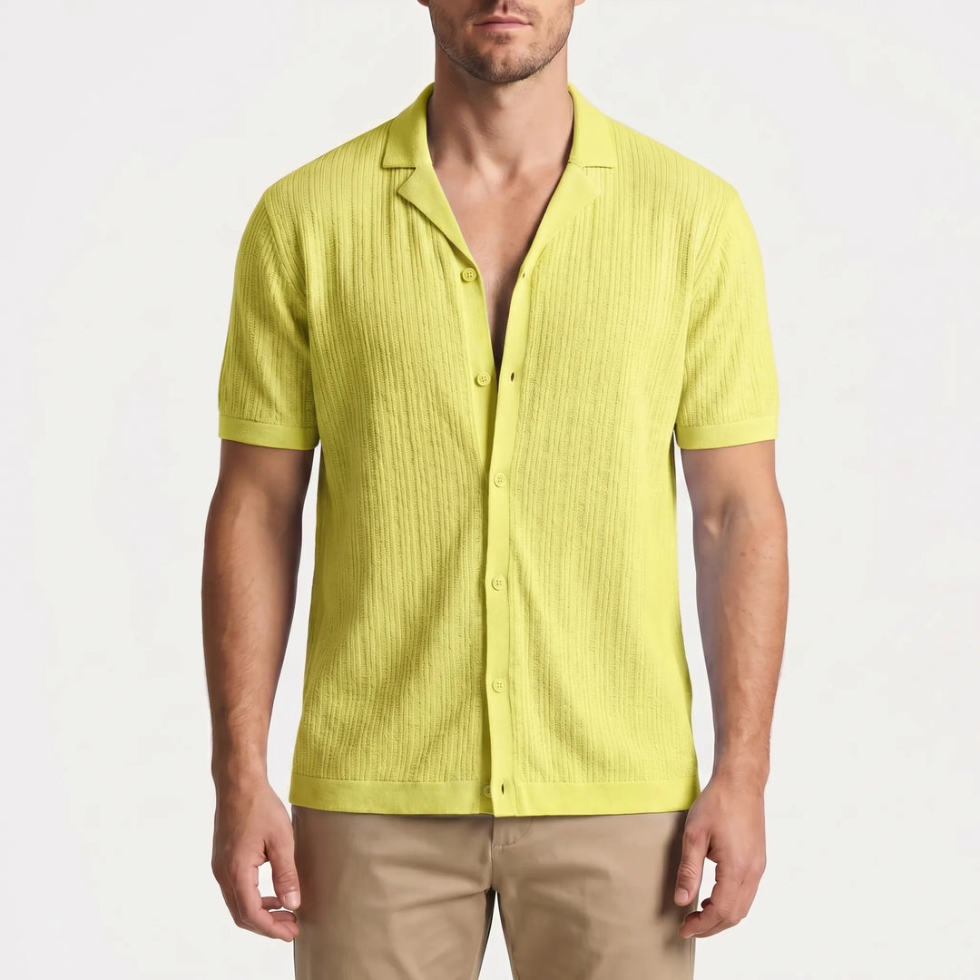 Men's Short Sleeve Button Down Shirt - Summer Casual Cuban Collar