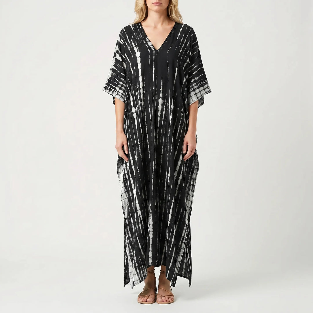 Women's Summer Caftan Maxi Dress - Loose V Neck Casual Boho