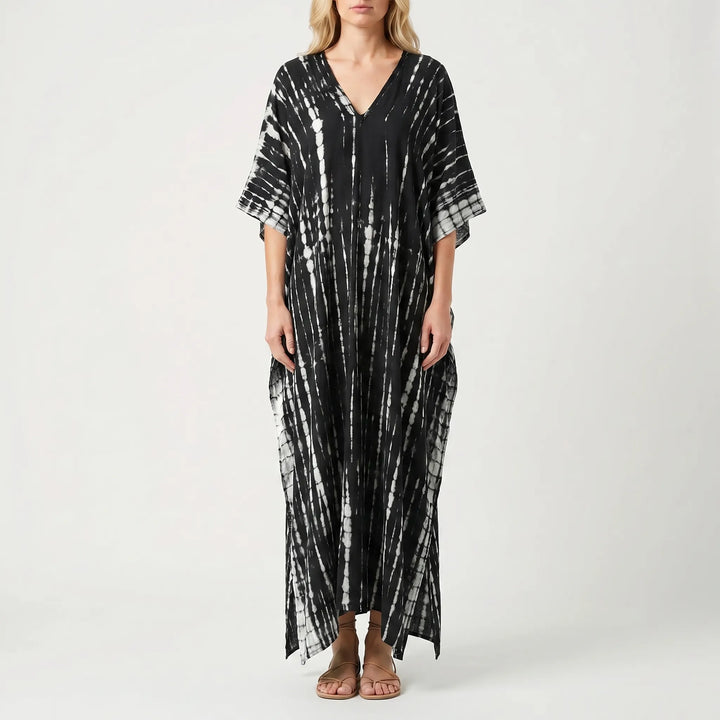 Women's Summer Caftan Maxi Dress - Loose V Neck Casual Boho