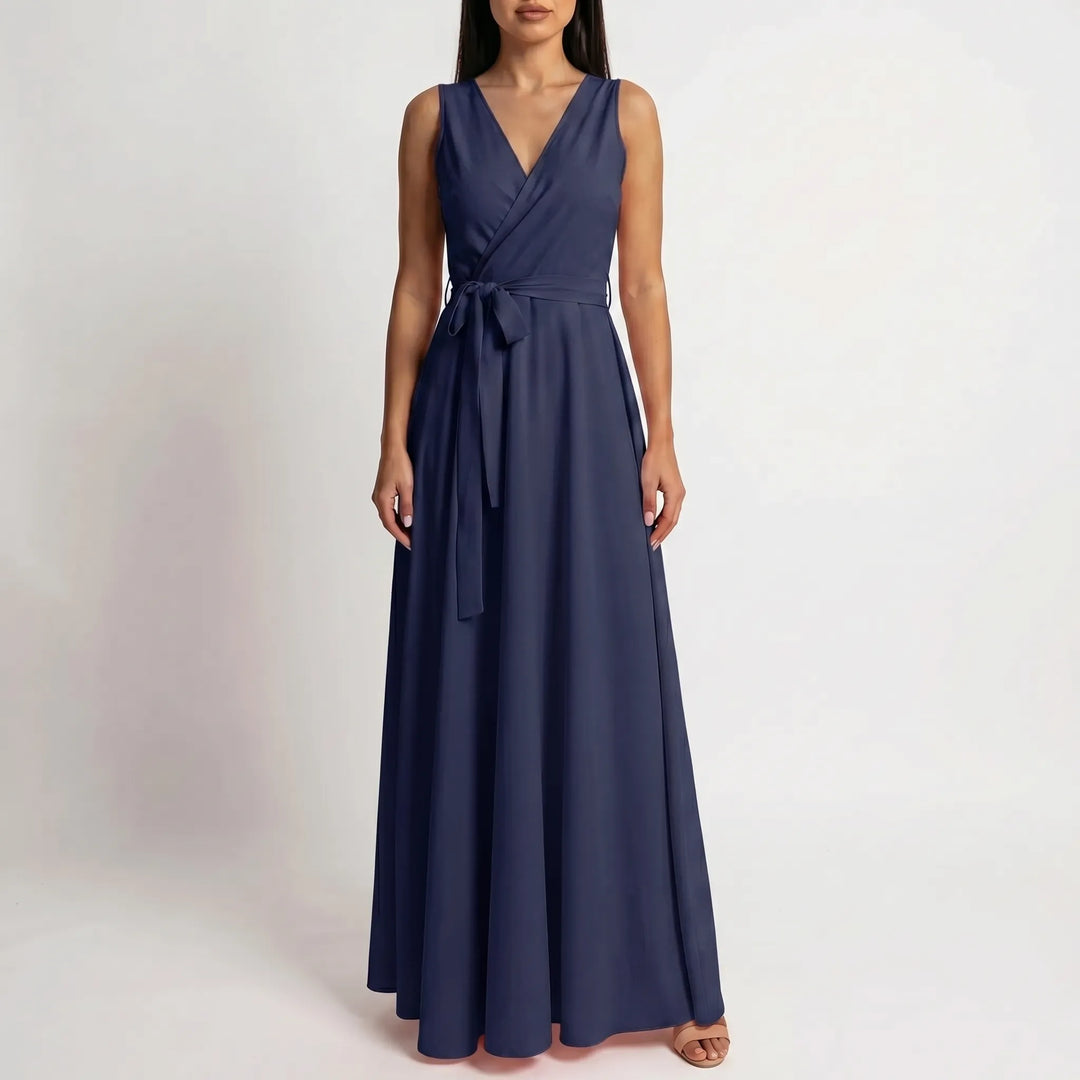 Women's Wrap Maxi Dress - Sleeveless for Wedding Guest