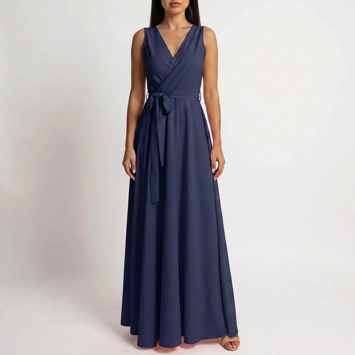 Women's Wrap Maxi Dress - Sleeveless for Wedding Guest