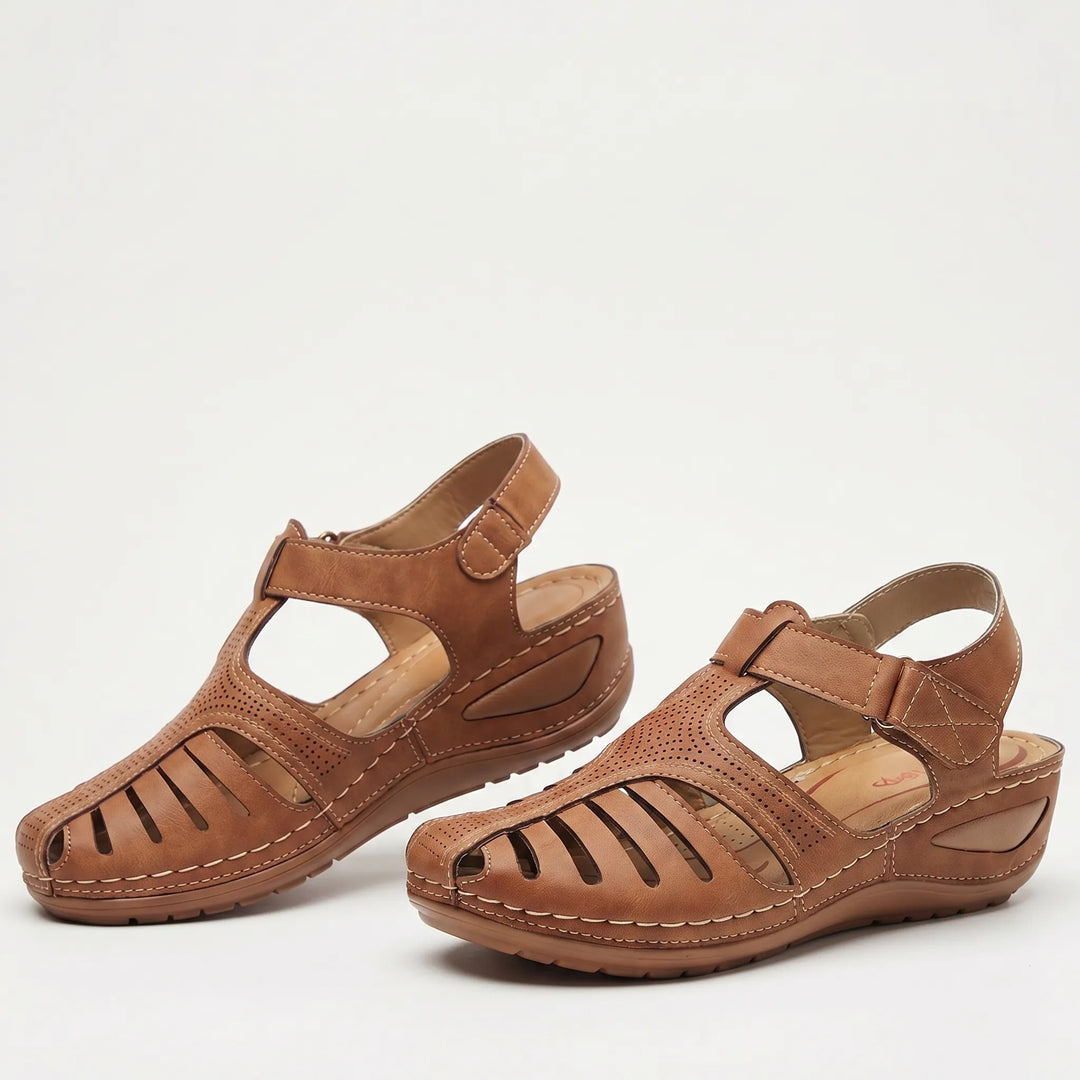 Women's Closed Toe Walking Sandals - Cutout Design for Summer