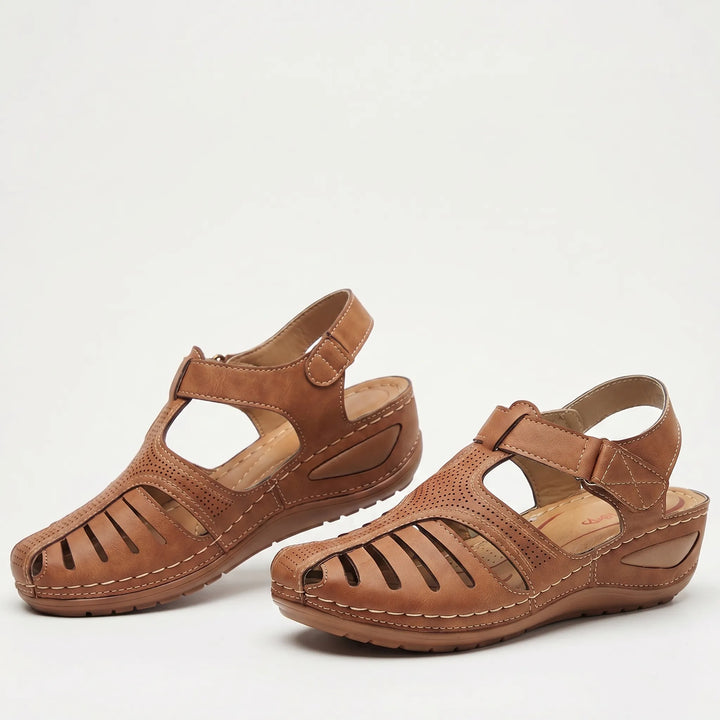 Women's Closed Toe Walking Sandals - Cutout Design for Summer