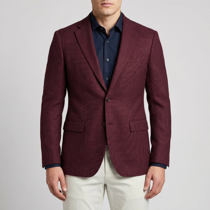 Men's Textured Blazer - Slim Fit with Single Button