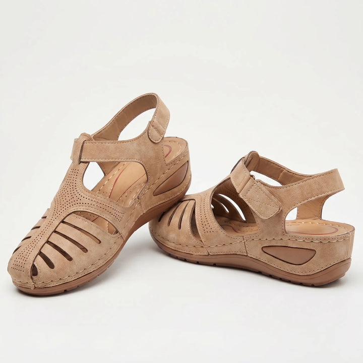 Women's Closed Toe Walking Sandals - Cutout Design for Summer