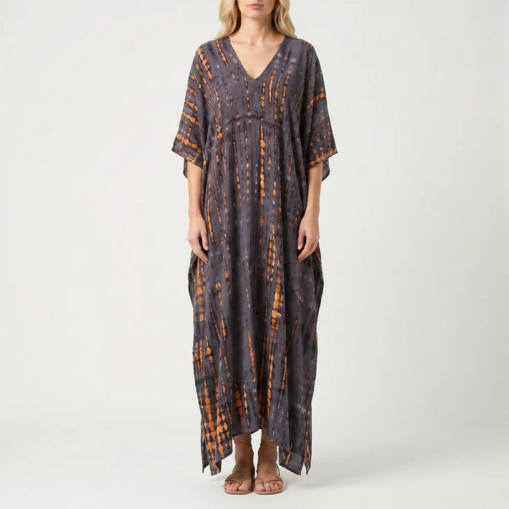 Women's Summer Caftan Maxi Dress - Loose V Neck Casual Boho