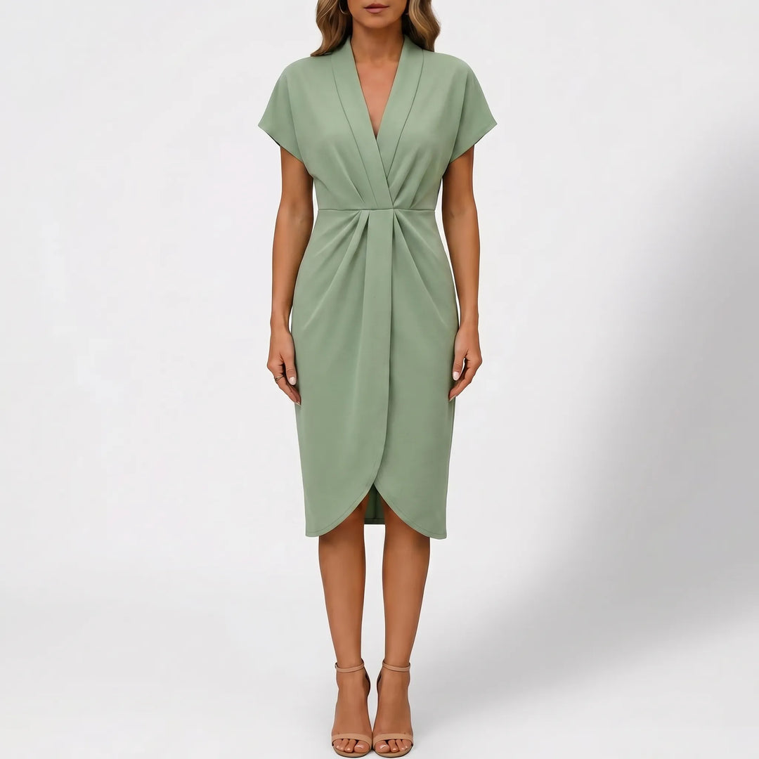 Women's Wrap Midi Dress - V Neck for Summer Cocktail