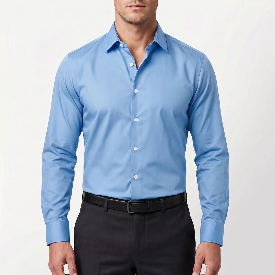 Men's Slim Fit Button Up Shirt - Smart Long Sleeve for Work