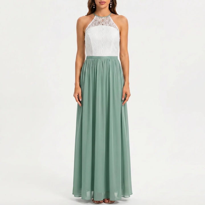 Women's Halter Maxi Dress - Open Back for Wedding Guest