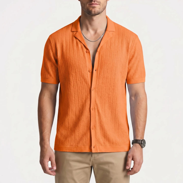 Men's Short Sleeve Button Down Shirt - Summer Casual Cuban Collar