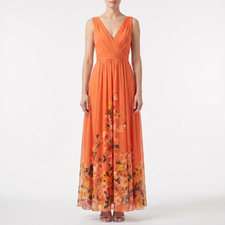 Women's Floral Maxi Dress - V Neck for Summer Wedding