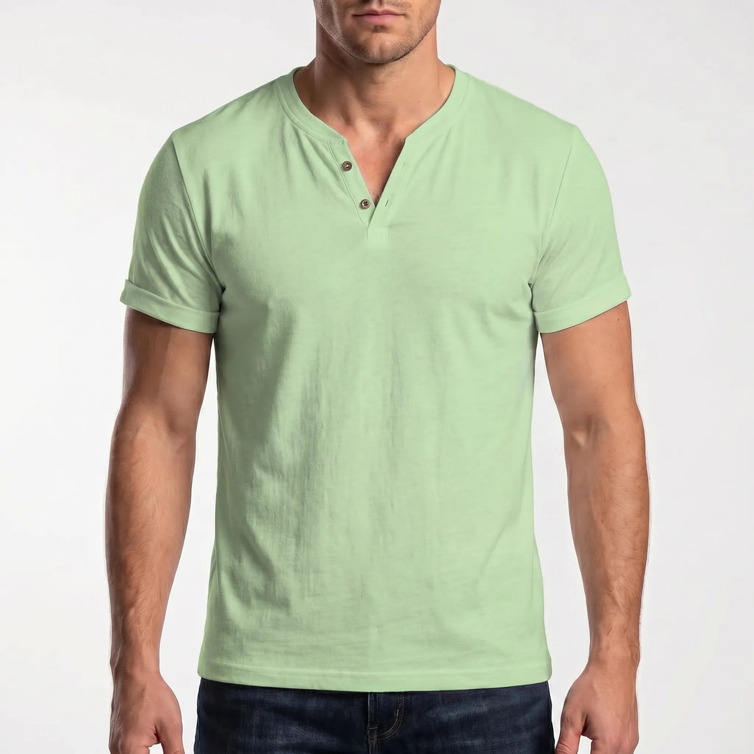 Men's Short Sleeve Henley T Shirt - Casual Summer V Neck Top