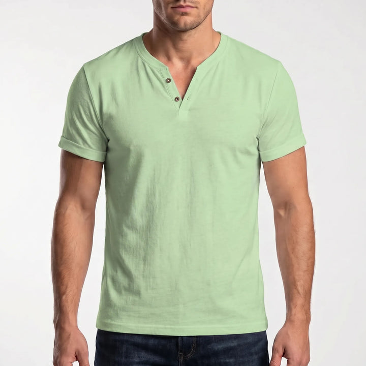 Men's Short Sleeve Henley T Shirt - Casual Summer V Neck Top