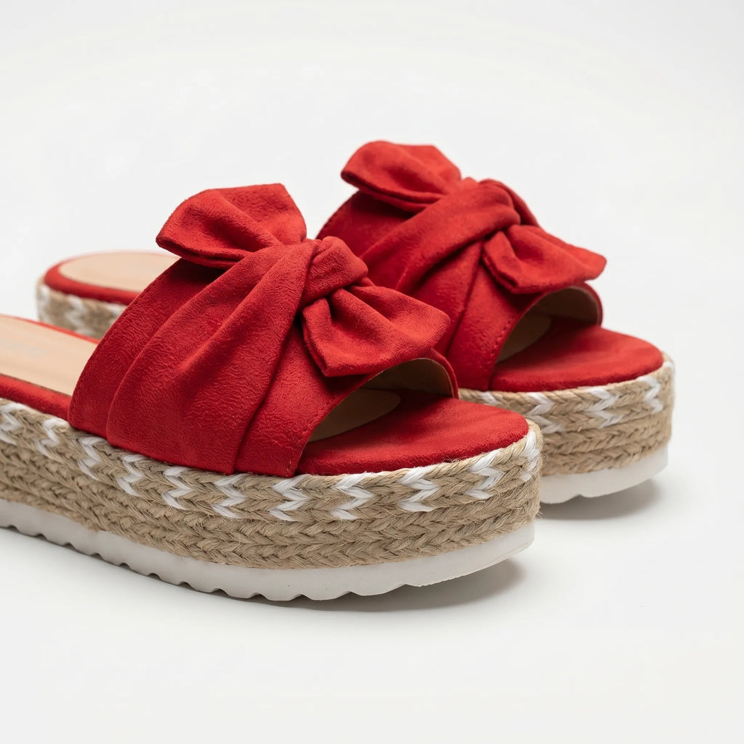 Women's Platform Slide Sandals - Bow Detail for Summer