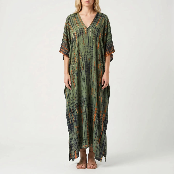 Women's Summer Caftan Maxi Dress - Loose V Neck Casual Boho