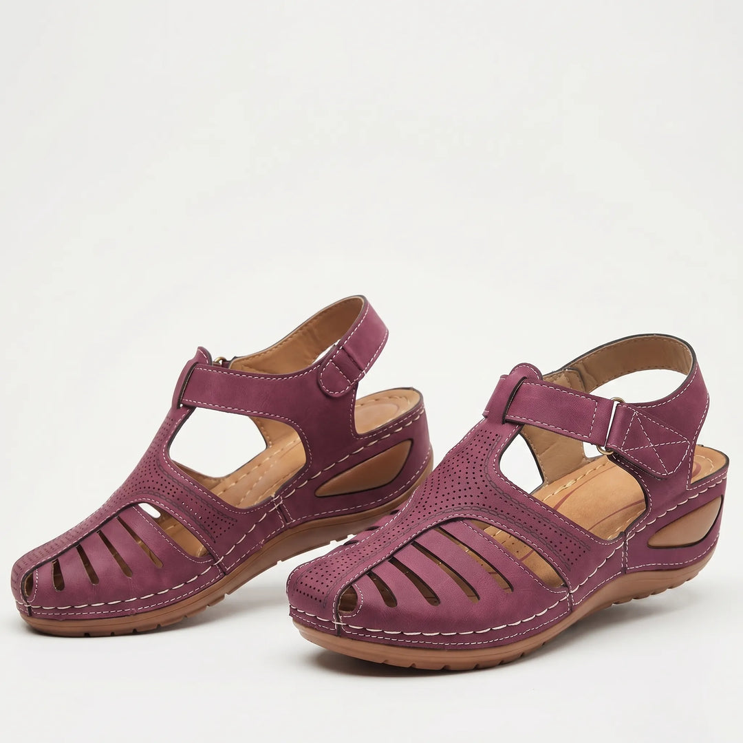 Women's Closed Toe Walking Sandals - Cutout Design for Summer