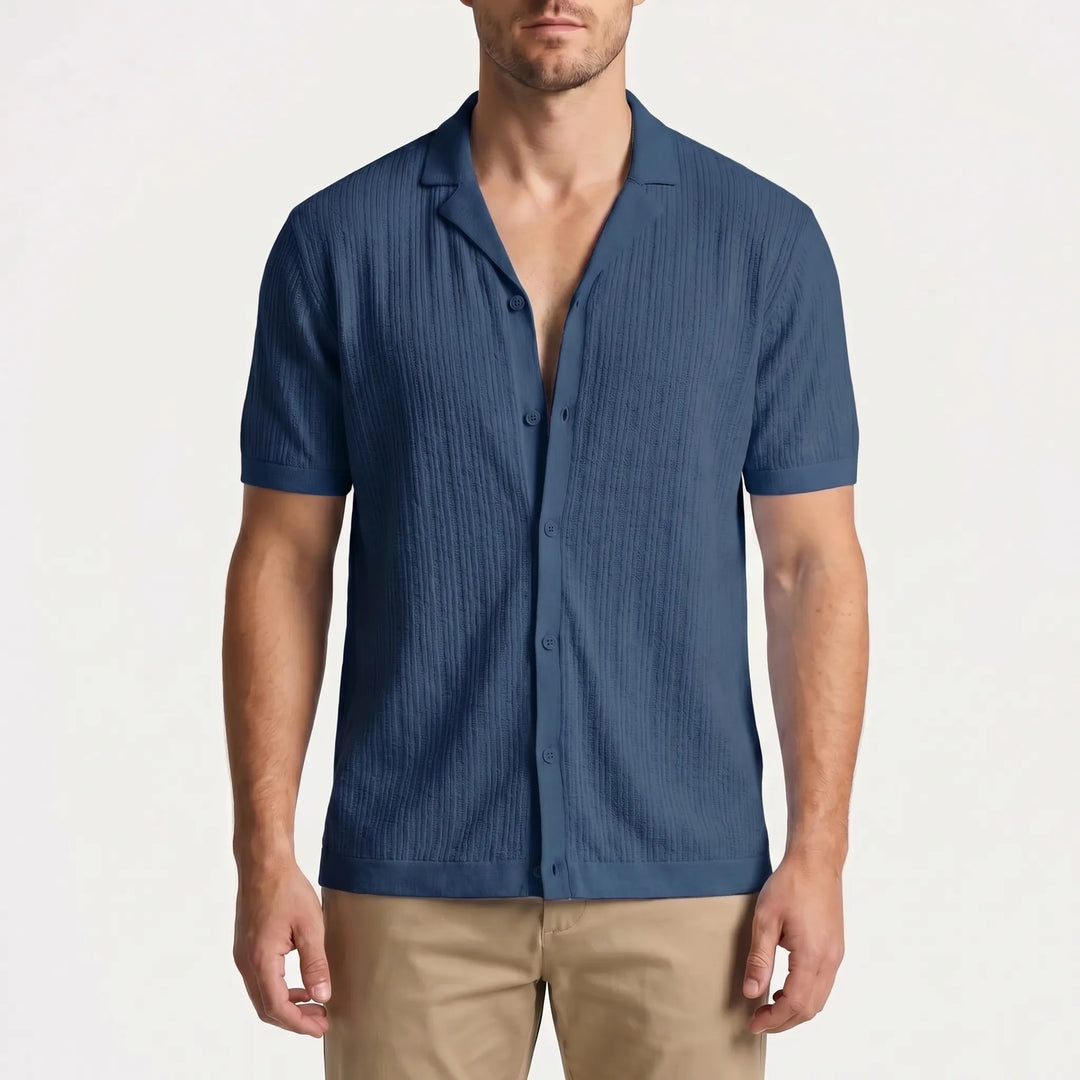 Men's Short Sleeve Button Down Shirt - Summer Casual Cuban Collar