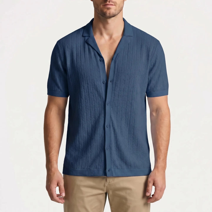 Men's Short Sleeve Button Down Shirt - Summer Casual Cuban Collar