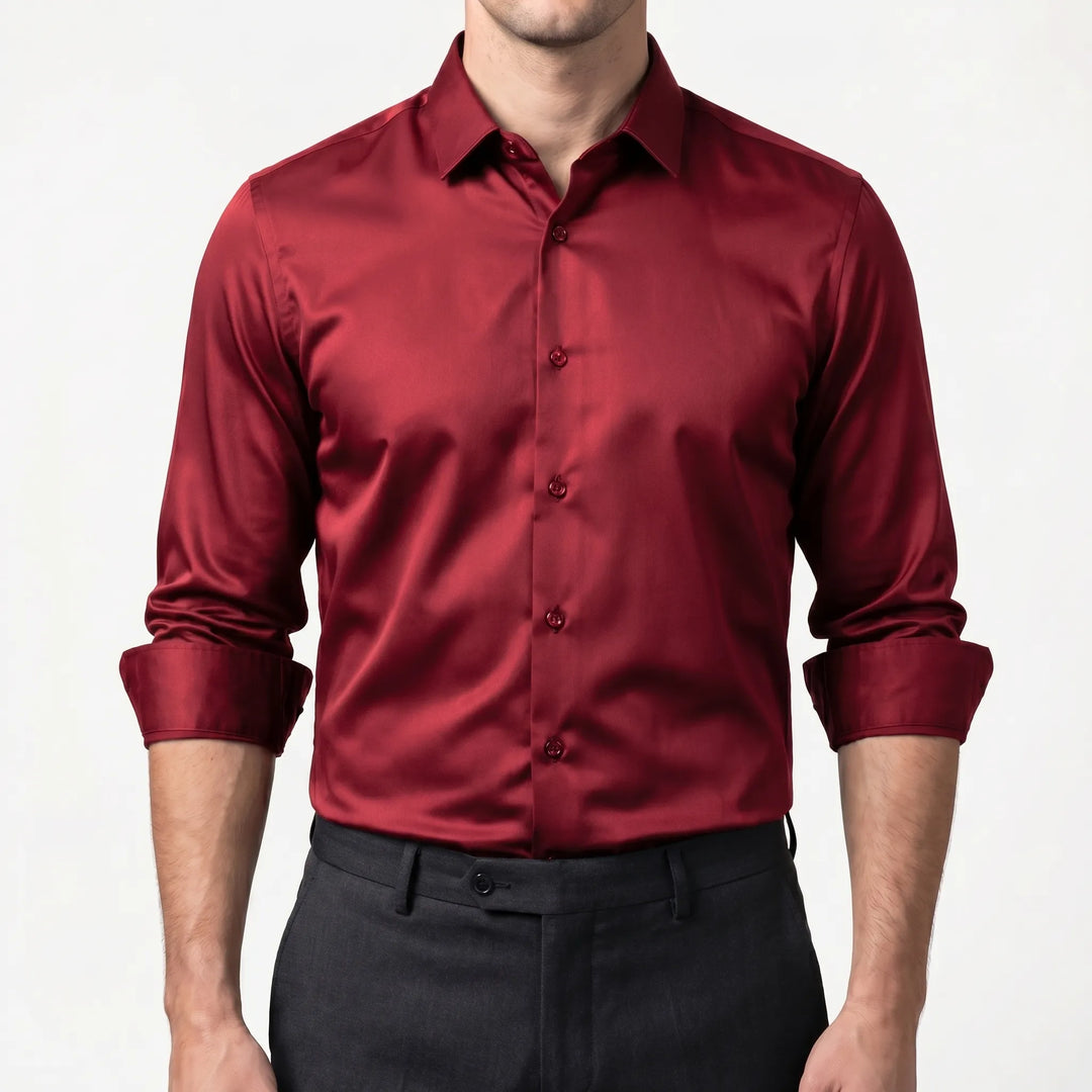 Men's Slim Fit Dress Shirt - Stretch Button Up for Work