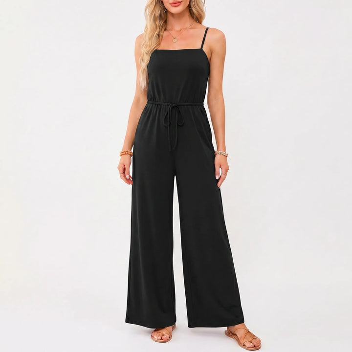 Women's Floral Wide Leg Jumpsuit - Smocked Bodice with Pockets
