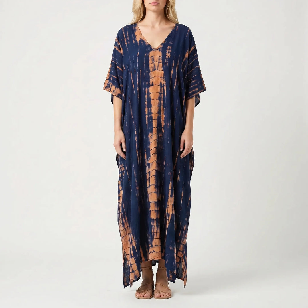 Women's Summer Caftan Maxi Dress - Loose V Neck Casual Boho