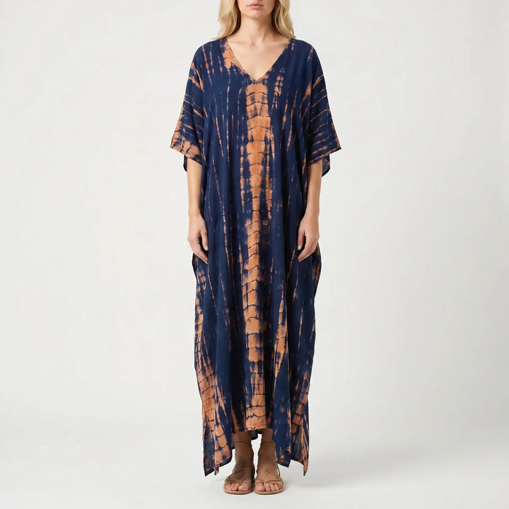 Women's Summer Caftan Maxi Dress - Loose V Neck Casual Boho