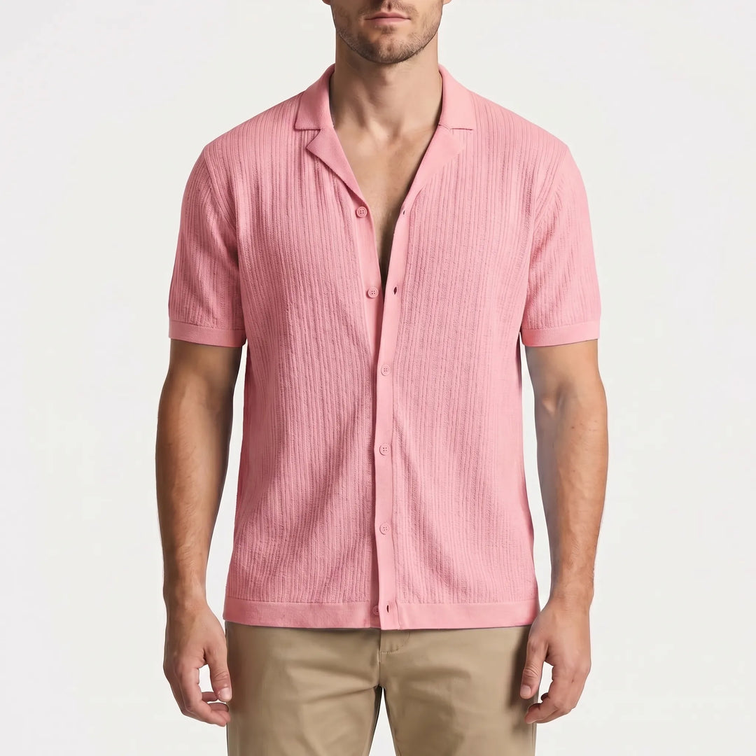Men's Short Sleeve Button Down Shirt - Summer Casual Cuban Collar