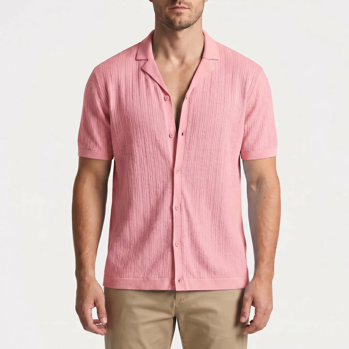 Men's Short Sleeve Button Down Shirt - Summer Casual Cuban Collar