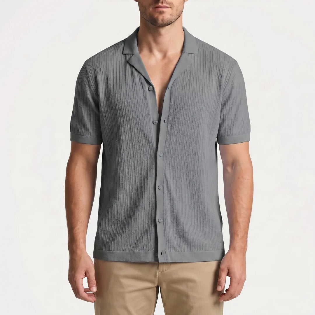 Men's Short Sleeve Button Down Shirt - Summer Casual Cuban Collar