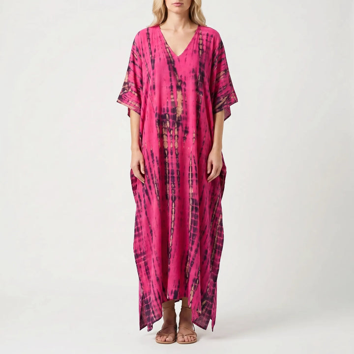 Women's Summer Caftan Maxi Dress - Loose V Neck Casual Boho
