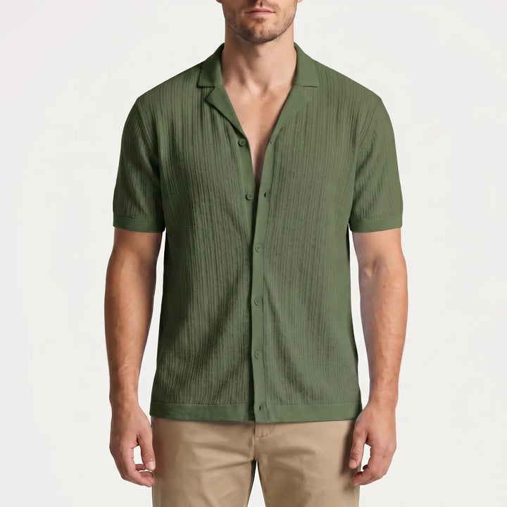 Men's Short Sleeve Button Down Shirt - Summer Casual Cuban Collar