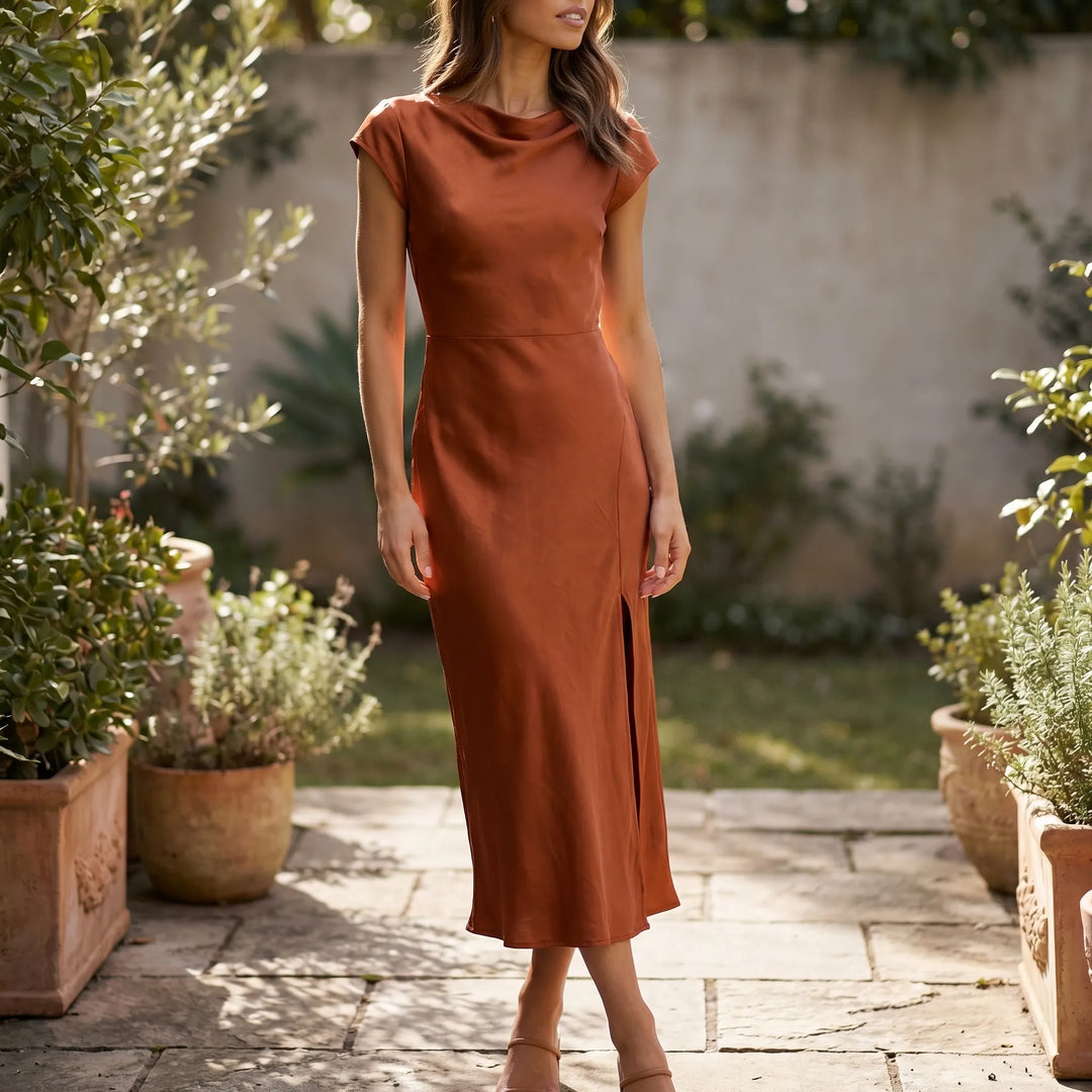 Women's Elegant Slip Midi Dress - Summer Cocktail Party