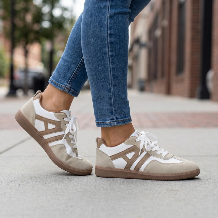 Women's Retro Lace Up Sneakers - Casual Shoes for Summer