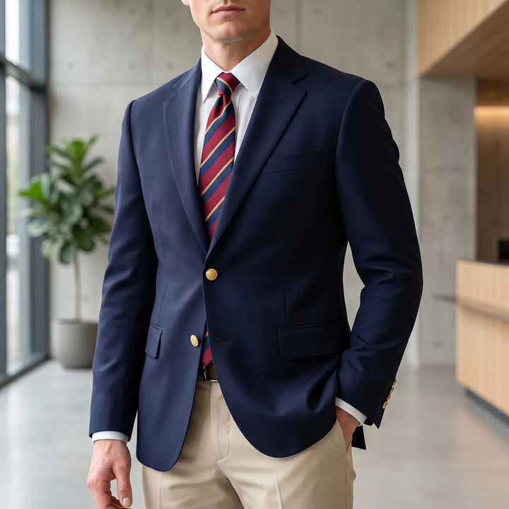 Men's Slim Fit Blazer - Two Button with Notch Lapel for Work