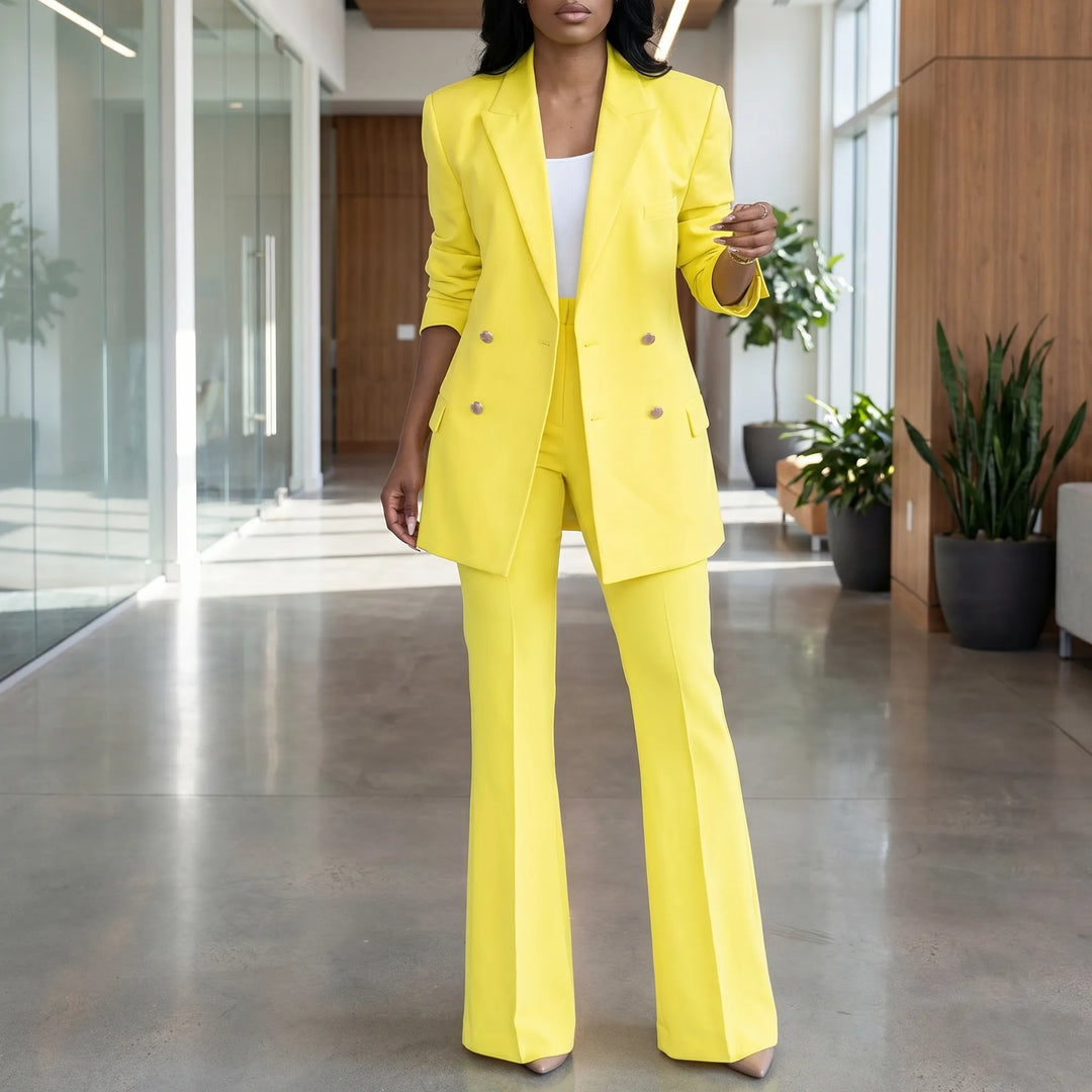 Women's 2 Piece Suit Set - Blazer and Flare Pants for Work