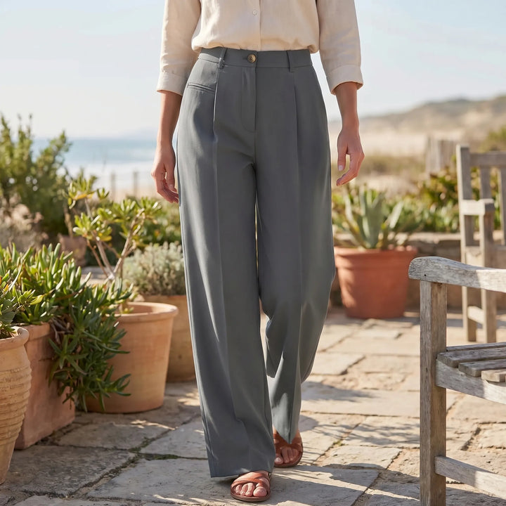 Women's Pleated Palazzo Pants Wide Leg - Casual for Summer