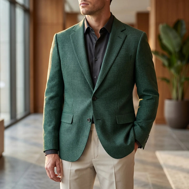 Men's Textured Blazer - Slim Fit with Single Button