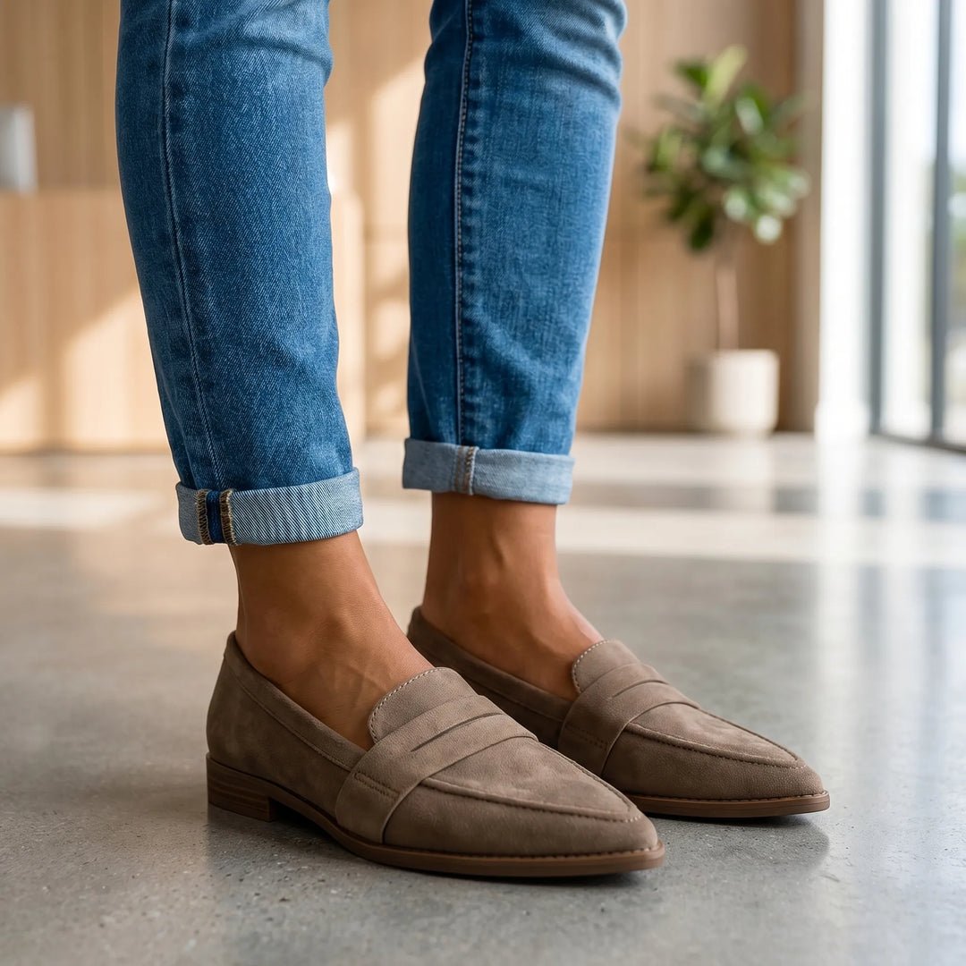 Women's Pointed Toe Loafers - Slip On Flats for Work
