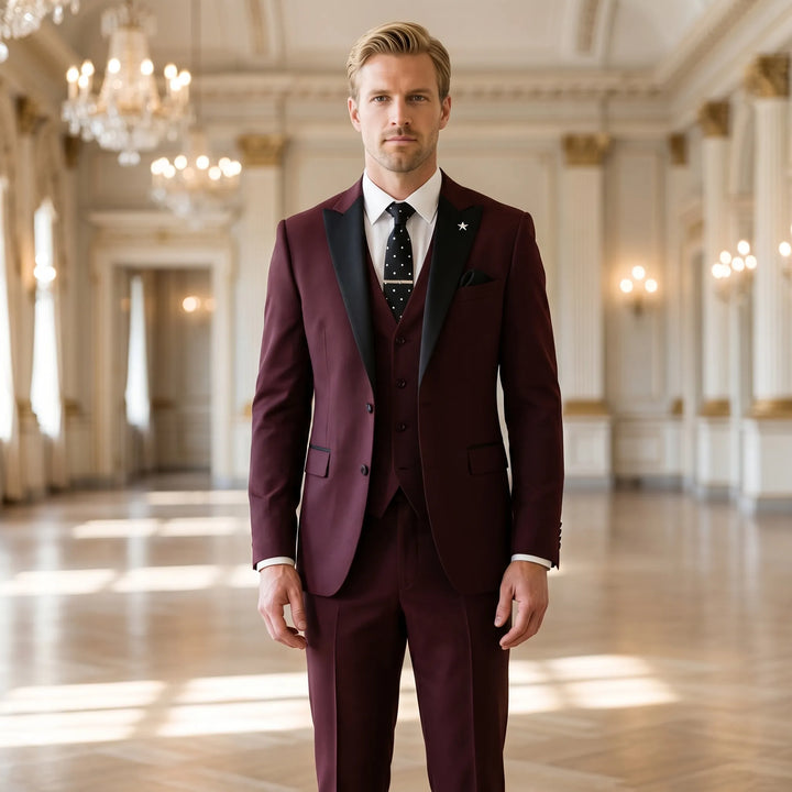 Men's 3 Piece Suit Set - Slim Fit Blazer Vest and Pants for Work