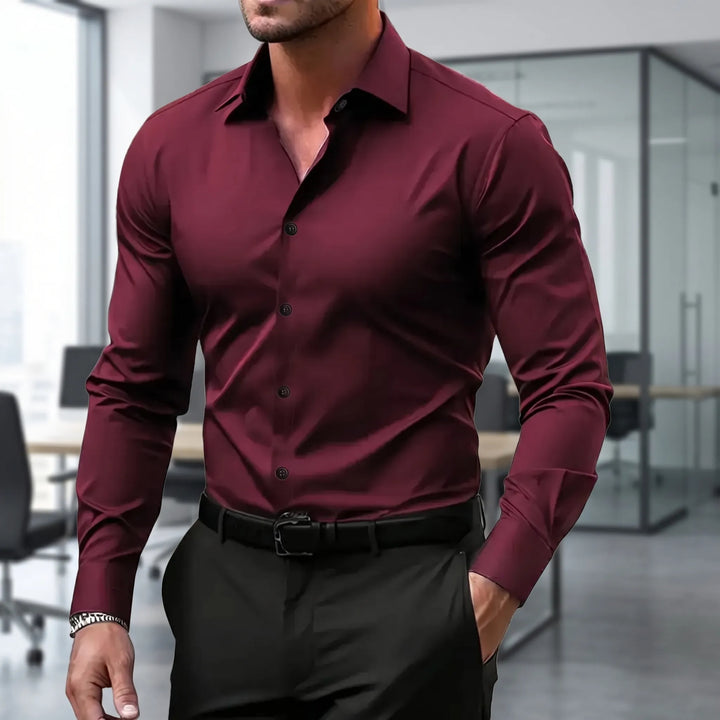 Men's Slim Fit Button Up Shirt - Smart Long Sleeve for Work