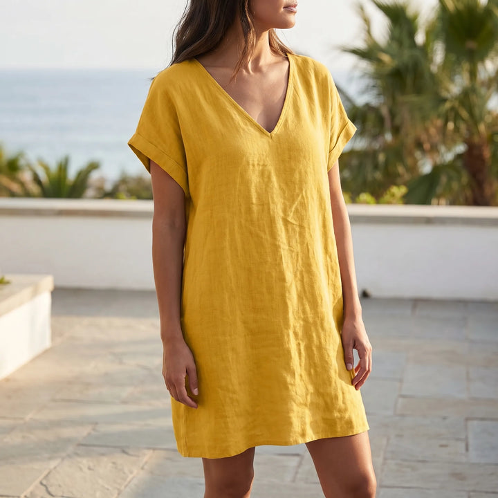 Women's Summer Wrap Midi Dress - Elegant V Neck Sundress