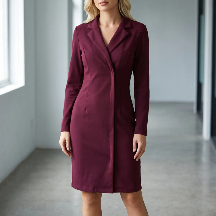 Women's Long Sleeve Blazer Dress - Wrap Style for Work